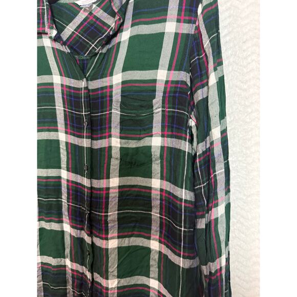 Old Navy the classic shirt Button up green pink plaid Size L - Picture 5 of 5